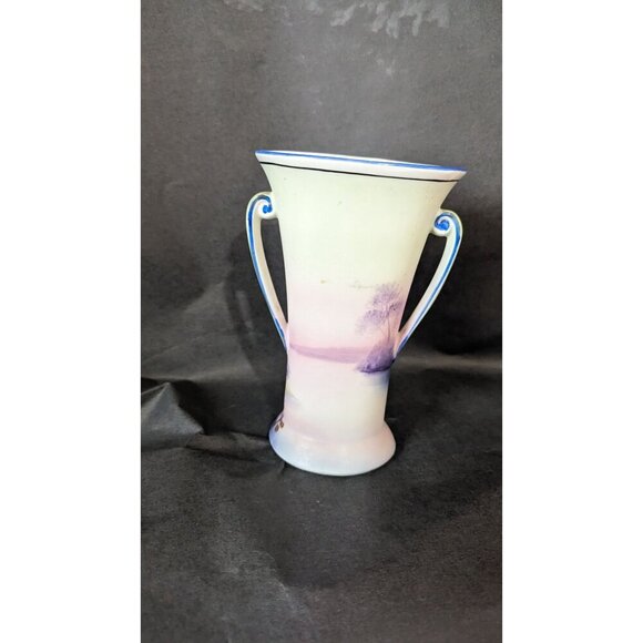 vintage Noritake Morimura Brothers Art Nouveau Double Handled Hand Painted Vase - Picture 12 of 13